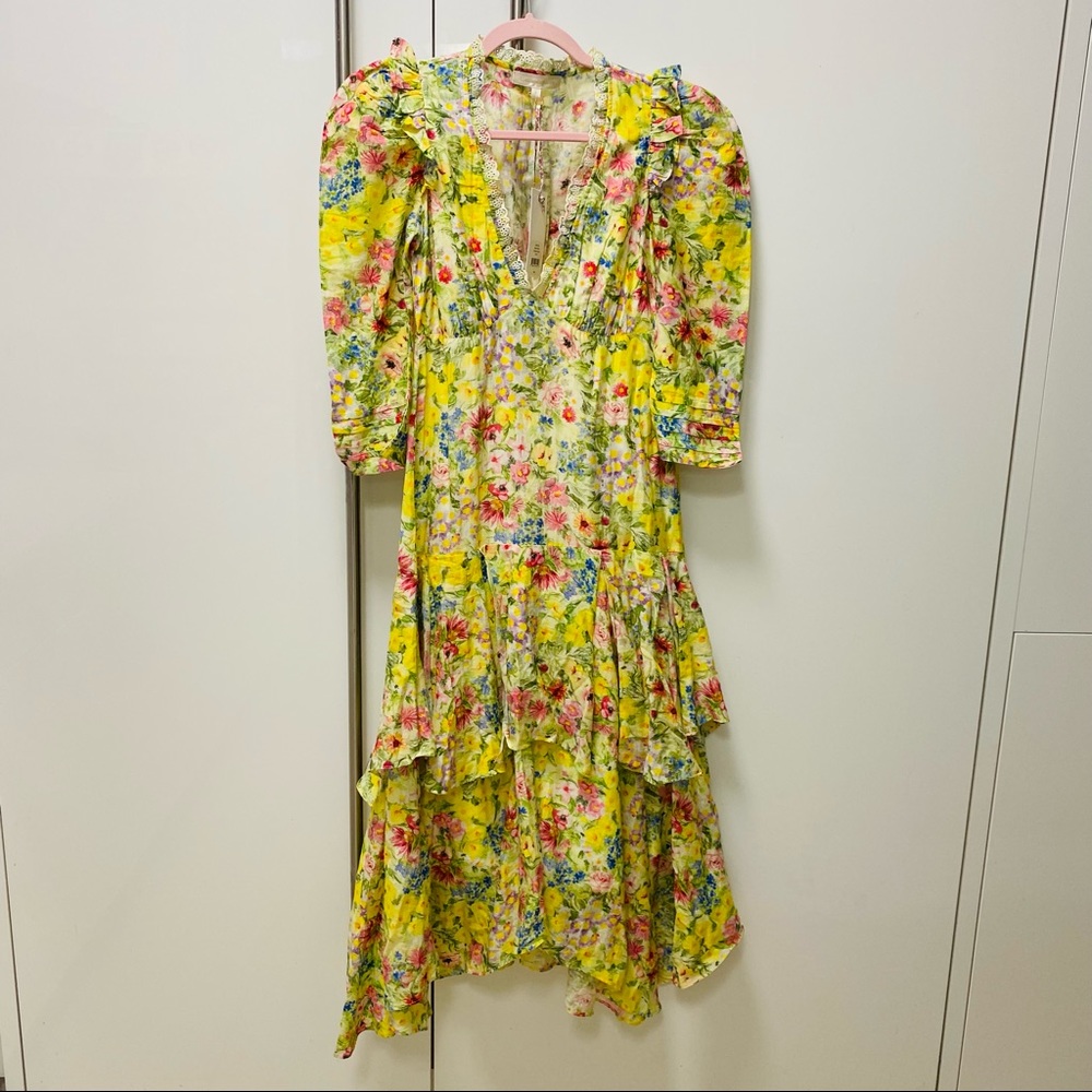 NWT LoveShackFancy Salima Dress is Rainbow Skies Print Size 0